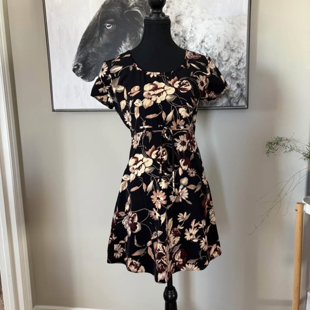 Floral Black and Brown Dress